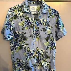 Vintage Hawaiian Shirts 28 Palms sz small Blue Floral Hibiscus